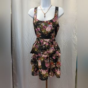 LoveShackFancy Black Floral Mini Dress